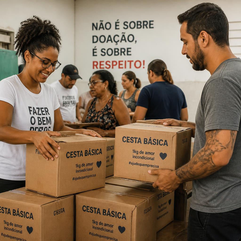 Entrega de cestas básicas para famílias