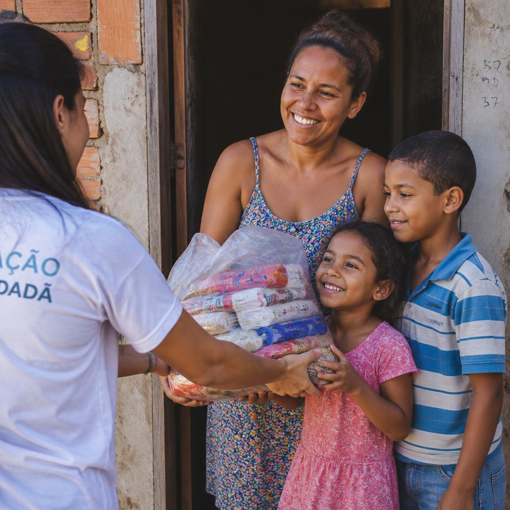 Entrega de cestas básicas para famílias